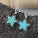 Women's Star-Shaped Earrings with Artificial Turquoise and Alloy Finish