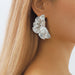 Vintage Pleated Fan Shaped Earrings Fashionable Exaggerated Leaf Earrings