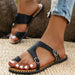Women's PU Leather Toe Loop Flat Sandals – Comfortable Casual Footwear
