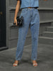 Washed Pearl Denim Pants with Straight Leg Fit