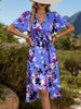 Sweet And Elegant Colorful Floral Print Dress With Flowing Silhouette And Feminine Charm