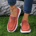 Women's Raw Edge Embroidered Round Toe Slip-On Flat Shoes For Casual Comfort