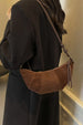 Suede Shoulder Bag with PU Leather Strap – Sleek and Minimal Design
