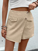 Women's High-Waisted Short Pocket Solid Color Skirt Pants