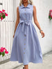 Women's New Style Mid-Length Solid Color Sleeveless Shirt Dress