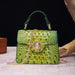 Classic Crocodile Embossed Handbag with Crossbody Strap and Spacious Women's Satchel Purse Design