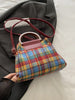 Contrast Plaid Trapezoid Crossbody Bag – Women's Casual Bag