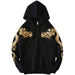 Autumn Winter Trendy Retro Dragon Embroidered Hooded Sweatshirt Men's Clothes