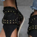Women’s Studded Flat Sandals with Raw Hem Detailing