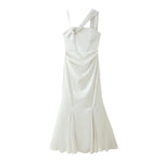 Women’s Slim Fit Long Camisole Dress with Elegant Floral Embellishment