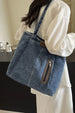 Medium Denim Tote Bag – Casual Women's Zipper Shoulder Bag