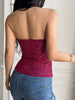 Solid Color Strapless Knitted Crop Top with Hollow-Out Design and Navel Cutout for Women
