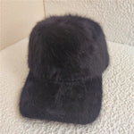 Winter Soft Imitation Fur Baseball Cap – Solid Color Warm Outdoor Casual Cap