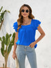 Stylish Square Neck Ruffled Cap Sleeve Blouse For Women With Casual Elegant Flair