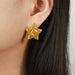 Minimalist Geometric Pentagram Titanium Steel Texture Earrings