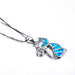 Blue Fire Opal Cat Pendant Necklace Stylish Jewelry Gift for Women & Girls