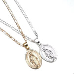 Virgin Mary Pendant Necklace - Religious Portrait Long Chain