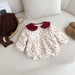 Velvet Newborn Baby Gown with Bow Detail for First Month, One Year, and Hundred Days Celebration
