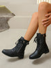 Women's PU Leather Lace-Up Combat Boots for Everyday Streetwear