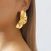 Vintage Pleated Fan Shaped Earrings Fashionable Exaggerated Leaf Earrings