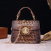 Classic Crocodile Embossed Handbag with Crossbody Strap and Spacious Women's Satchel Purse Design