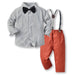 Multi-Color Plaid Long Sleeve Cotton Shirt Suspenders Boys' Suit Kid's Clothes