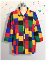 Colorful Patchwork Women’s Casual T-Shirt with Preppy Style
