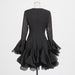 Elegant Ruffled Mid-Length Trumpet Sleeve Dress for Women