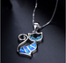 Blue Fire Opal Cat Pendant Necklace Stylish Jewelry Gift for Women & Girls