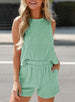 Striped Sleeveless Vest and Shorts Two-Piece Casual Set for Women