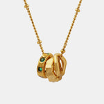 Titanium Steel Triple Ring Zircon Pendant Necklace for Women