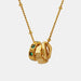 Titanium Steel Triple Ring Zircon Pendant Necklace for Women