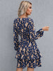 Women's Floral Layered Dress With Surplice Neckline And Balloon Sleeves