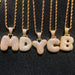 A-Z Single Bubble Letters Pendant Necklaces Men Women Cubic Zircon Jewelry