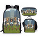 3PC-SET Toilet Man Backpack Primary Secondary School Teenage Peripheral Schoolbags