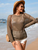 Women’s Solid Color Knitted Love Beach Hoodie With Round Neck Lightweight Design