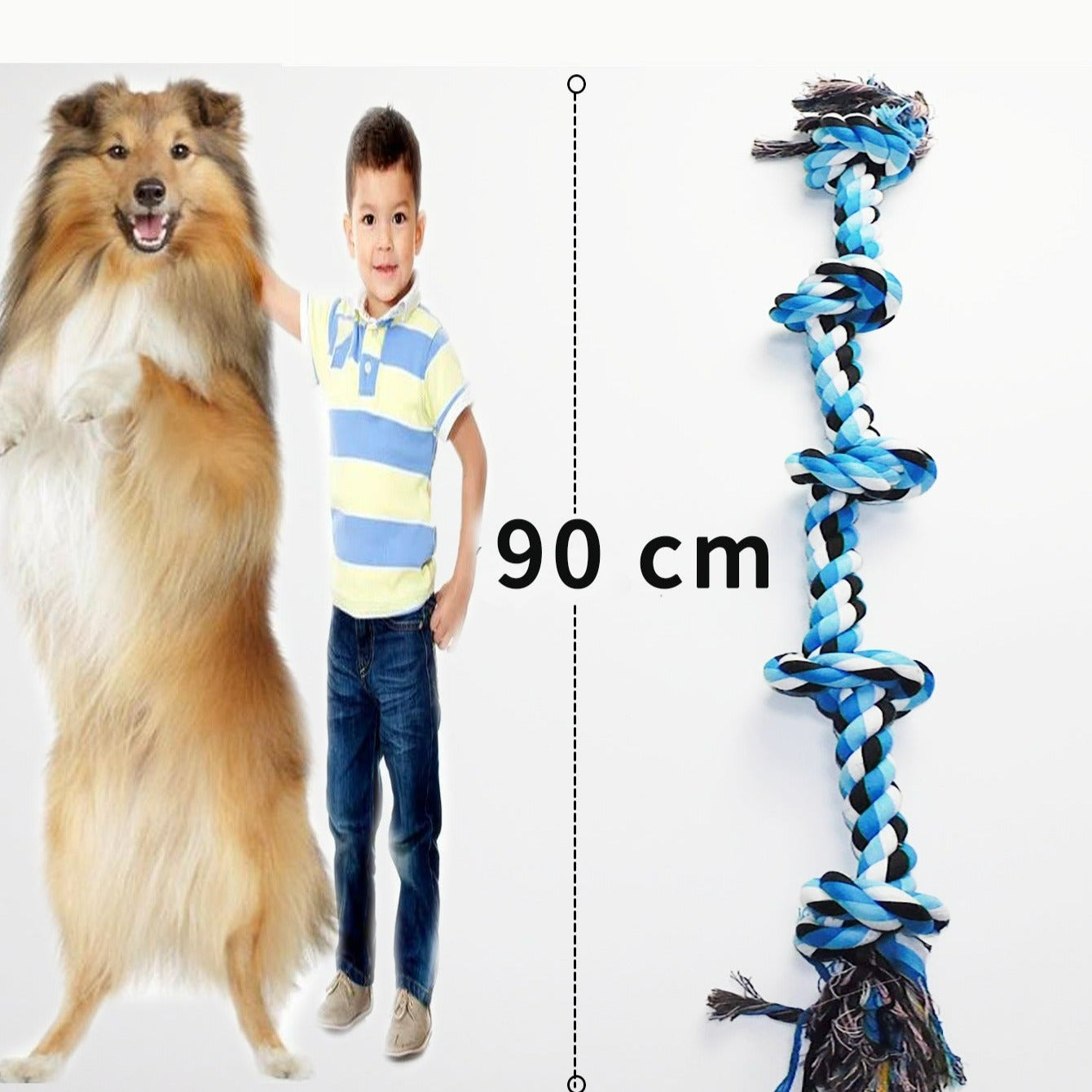 Highchew Rope Dog Rope Toy Aggressive Chewers Large Breed 90CM Long 5 Knot Chew Rope ...