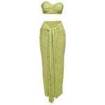 Strapless Lace-Up Crop Top with Matching Long Skirt Slim Fit Two Piece Set