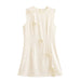 Women's Round Neck Sleeveless Bow Tie Mini Dress – Slim Fit A-Line