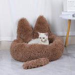 Plush Round Cat House – Cozy Pet Bed for All Seasons Warm Pet Bed Mat