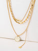 Metal Medallion Pendant Necklace - Multi-Layer Stacking Jewelry for Women Clavicle Chain