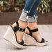Women's Open Toe High Heel Wedge Sandals for Summer Elegance