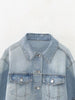 Denim Crop Jacket Women's Vintage Long Sleeve Front Button Chic Coat