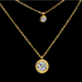 Double Pendants Necklace Fine Gold Chain Women's Fashion Jewelry