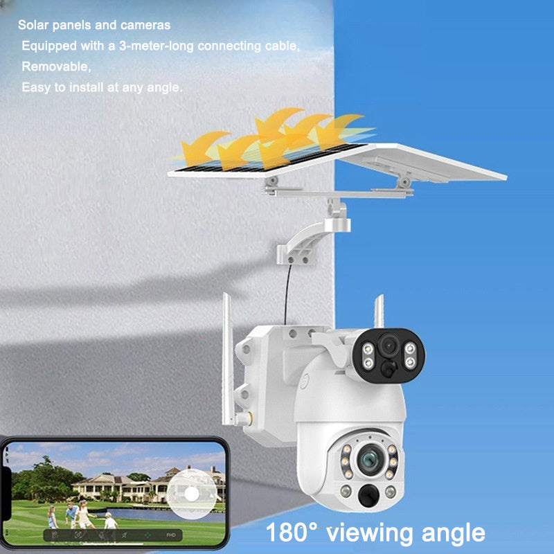 Camera Out Outdoor Dual-Lens Solar Powered WiFi Surveillance Night Vision Camera ...
