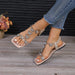 Rhinestone Butterfly Accent Flat Sandals for Women’s Summer Fashion