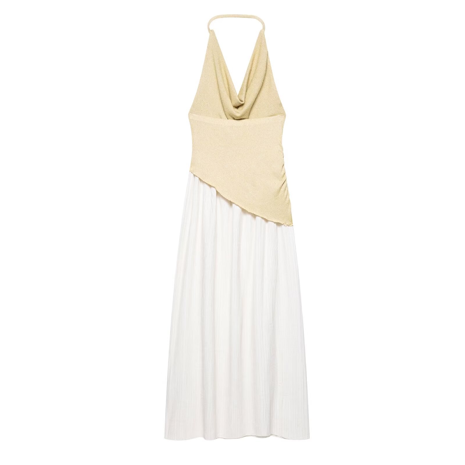 Backless Halter Patchwork Dress Elegant Summer Style for Women Atom Oracle Backless Halter Patchwork Dress Elegant Summer Style for Women Atom Oracle