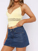 Women's Lace Patchwork Hollow Halter Strap Top for Summer Fashion