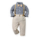 Multi-Color Plaid Long Sleeve Cotton Shirt Suspenders Boys' Suit Kid's Clothes