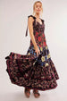 Women's Strapless Backless Camisole Dress with Retro Printed Long Skirt